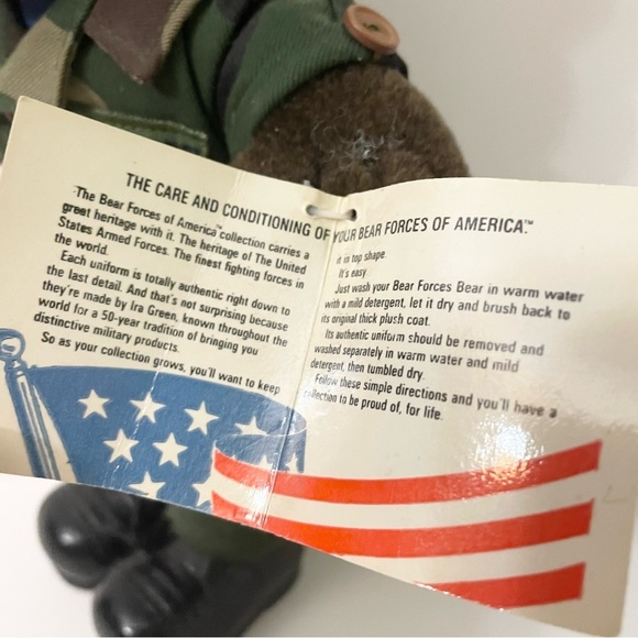 Vintage 1989 US  Bear Forces of America Plush Air Force Bear 11" Dark Brown Camo - Picture 6 of 16